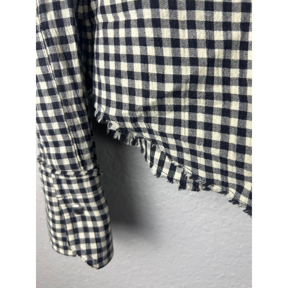 Helmut Lang Gingham Cotton Wool Snap Button Down Shirt Black White Small - Picture 3 of 10